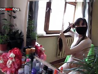 getting ready for hardcore cosplay party do you like my naughty look in uniform with fishnets and heels