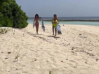 On the beach, stepmom begs for cum on face from risky pickup.