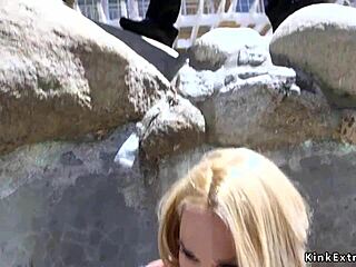 Sex trafficker fucks bound skinny blonde hard