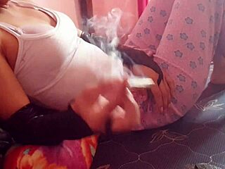 Skinny brunette rides dildo solo outdoors with wet pussy lips