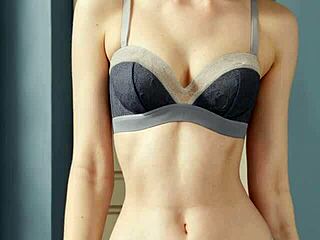 Lingerie models showcase flower panties with cute barefoot poses