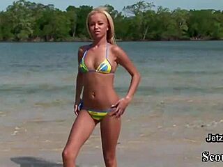 sexy teen gets anal dp from stranger on beach