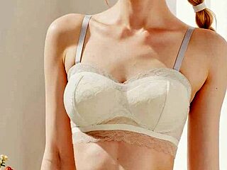 Lingerie models showcase flower panties with cute barefoot poses