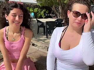 On the beach, stepmom begs for cum on face from risky pickup.