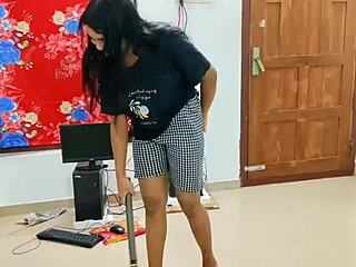 Imagine Komal and her friend getting passionately taken together during house cleaning by one eager guy in wild threesome fun