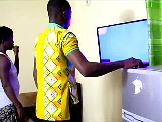 Oral twins and bareback fuck in africa