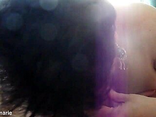 Amateur blowjob ends in facial cumshot.