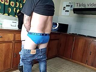 quickie kitchen fuck with standing sex and wet pussy action