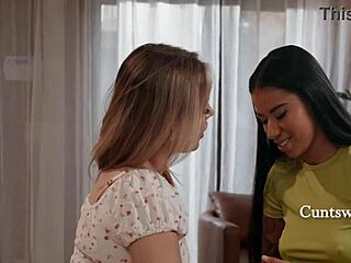 anna claire clouds, ameena green, how does your first-time scissoring and fingering turn fears into intense interracial lesbian lust?
