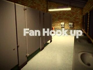 fan gets pounded hard doggystyle in bathroom with big cock creampie and wet tits cumshot