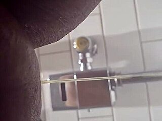 Bold Ebony Granny Pissing Wildly at Highway Rest Stop