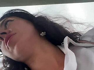 Eating pizza with cum covering my face in a public cafe adventure 🍕💦