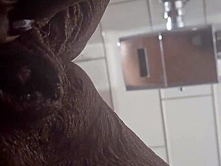 Bold Ebony Granny Pissing Wildly at Highway Rest Stop