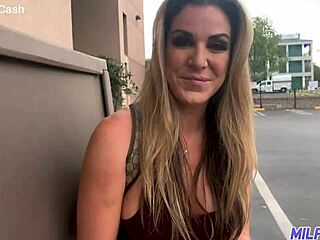 Whoa, this dirty blonde bombshell surrenders her tight milf ass to a horny stud for hardcore pounding!