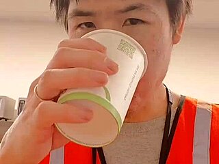 Asian amateur provides descriptive asmr sfw experience while walking about during work in public outdoor setting