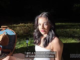 Hunt4k teen Chloe Heart gets seduced and her tight pussy fucked in public right in front of her bf 😏