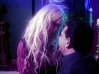 Imagine Amy Anderssen with her huge tits getting big cock blowjob and cunilingus in stockings lingerie action