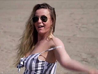 Denise Klarskov flashes publicly on Malaga Spain trip