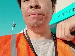 Asian amateur provides descriptive asmr sfw experience while walking about during work in public outdoor setting