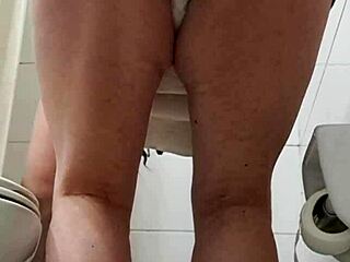 Wife Washing Peeing and Showing Big Ass in Lingerie
