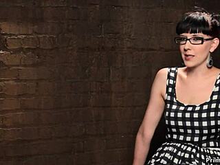 Ebony and brunette slaves tied up in hogtie for kinky BDSM toy play.