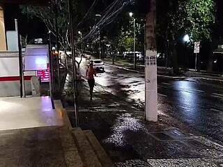 Milf picks up teen on street for wild public car deepthroat and pussy action with mouthful cum!