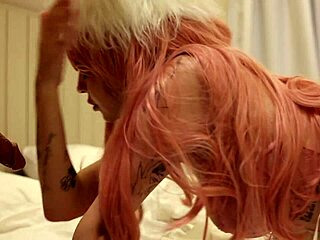 Straight-Jacket Pink Hair Babe In Missionary With Natural Tits Close Up