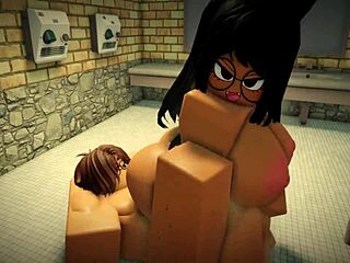 fan gets pounded hard doggystyle in bathroom with big cock creampie and wet tits cumshot