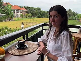 Eating pizza with cum covering my face in a public cafe adventure 🍕💦