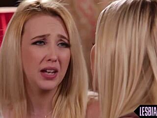 Tribbing lezzie gets eaten out by cute teen girlfriend in passionate oral session.