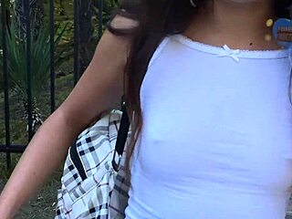 BOLD DOUBLE PENETRATION THRILLS CUTE STUDENT WITH STRANGERS' HUGE COCKS IN TIGHT PUSSY AND ASS