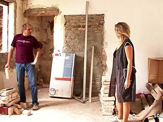 German Woman With Huge Natural Bouncing Breasts Tempts Worker Into Passionate Encounter