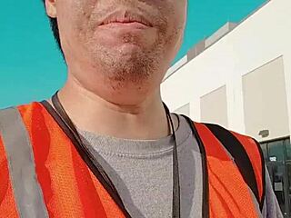 Asian amateur provides descriptive asmr sfw experience while walking about during work in public outdoor setting