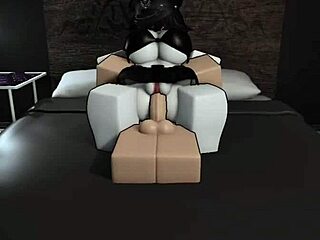 Busty goth friend gets fucked doggystyle and rides cowgirl in Roblox