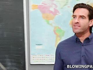 Blonde Teen Student Craves Teacher's Huge Cock For Deepthroat And Footjob Action!