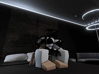 Busty goth friend gets fucked doggystyle and rides cowgirl in Roblox