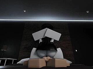 Busty goth friend gets fucked doggystyle and rides cowgirl in Roblox