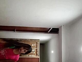 Horny roommate passionately fucks petite teen amateur without condom, leaving creampie inside her tight pussy despite her pleas.