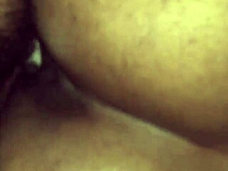 Ebony milf with hairy pussy and big ass gets close-up creampie action.