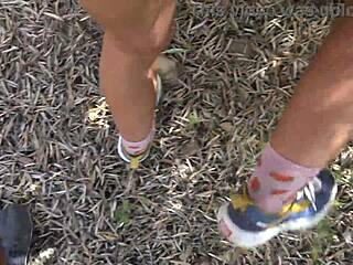 I watched this amateur milf get fucked and creampied in public.