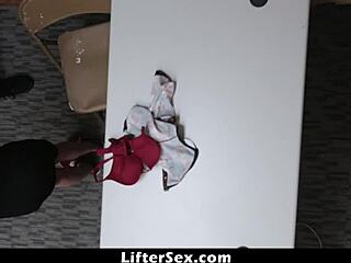 Suspect Lily Jordan gets caught shoplifting, then officer punishes her with deepthroat blowjob and makes her cum before release.