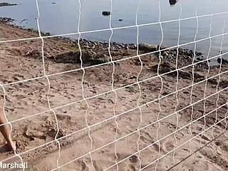 Out now: sensational BEACH volleyball with SHAVED teen GROUP action in PUBLIC outdoor ORGY.