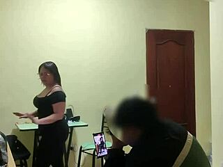 Hey, check out this sexy blonde maid getting fucked hard by a young guy in lingerie!