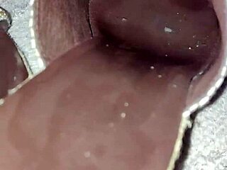 cum drips on dirty high heels in wild scene