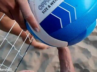 Out now: sensational BEACH volleyball with SHAVED teen GROUP action in PUBLIC outdoor ORGY.