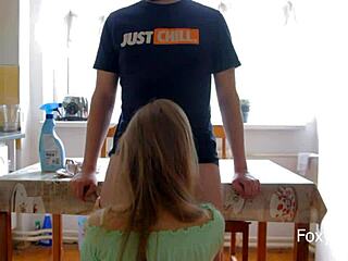 College Roommate Experiences Intense Encounter On Kitchen Table With Double Climax