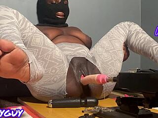 Aggressive orgasm with machine vibrator toys on wet pussy housewife whore?