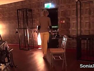 cheating british mature lady sonia flashes her huge hooters in tight lingerie!