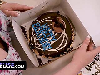 Curvy redhead with big natural tits gets freeused on her birthday