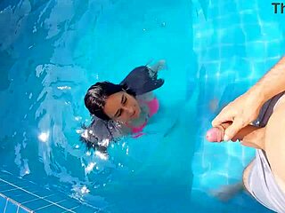 hey i was at the pool with this brazilian teen and she got surprised by my hard cock 😏